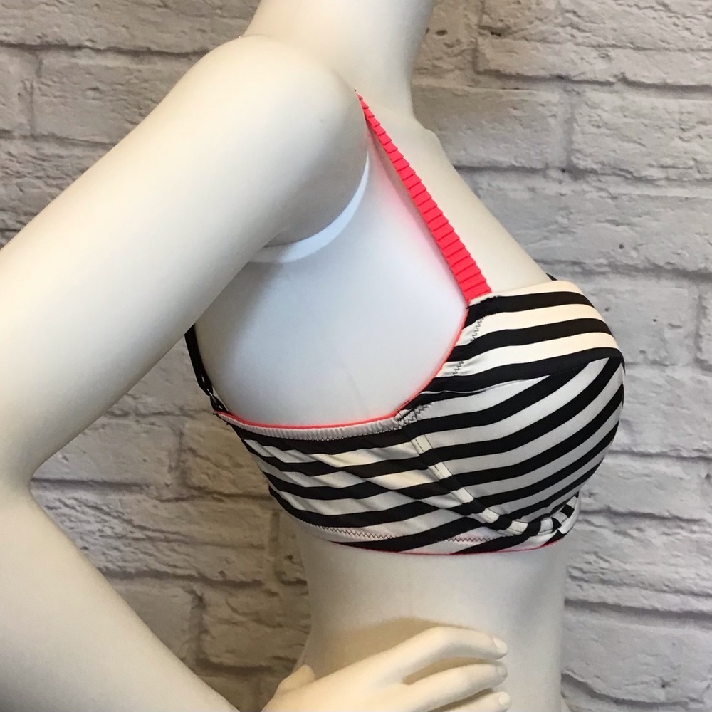 Victoria’s Secret 34D Very Sexy Balconet Striped Black and White Bra Hot Pink - Picture 3 of 9